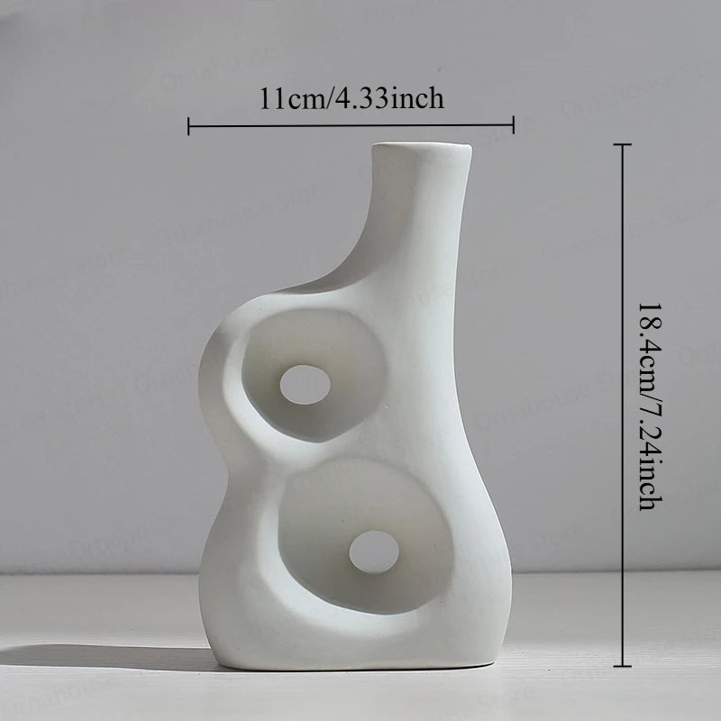 Nordic Creative White Vase Living Room Simple Ceramic Vase Decoration High End Art Glass Vase