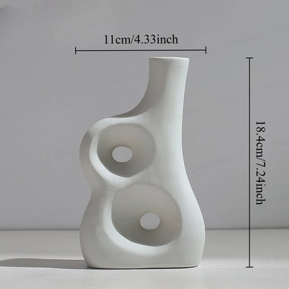 Nordic Creative White Vase Living Room Simple Ceramic Vase Decoration High End Art Glass Vase