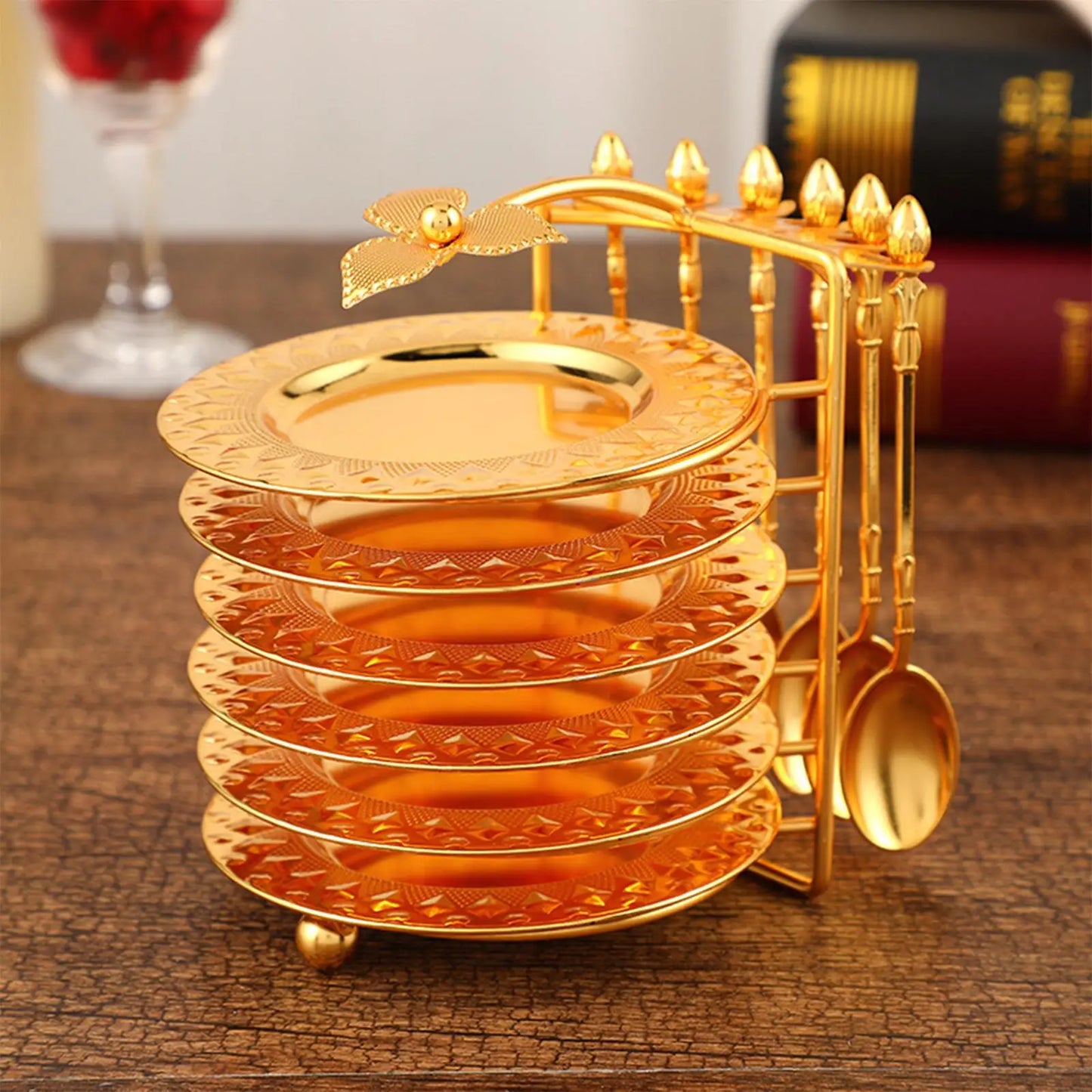 Classical Iessware Set Dinner Platate an Spuer-Lagerung Rack Organisatoresch Kichen Zessert Dessert Approws