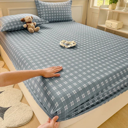 New Fitted Sheet with Elastic Bands Non Slip Adjustable Mattress Cover for Double King Queen Bed 150x200 180x200 220x200cm
