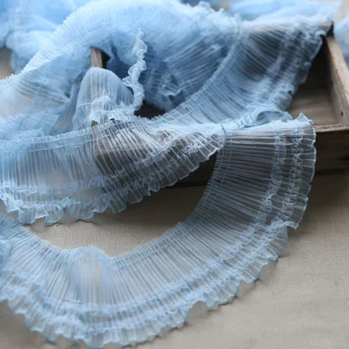 10CM Wide Modern Embroidery Flower Tulle Lace Fabric Trim Ribbon DIY Sewing Ruffle Applique Collar Fringe Wedding Decor