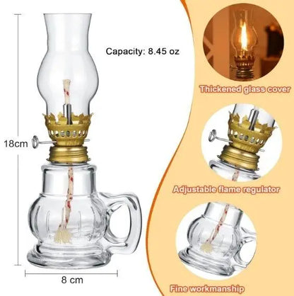 1Pcs Mini Chamber Desktop Glass Oil Fire Fly Decorative Birthday Lamp holder With Lampshade Lighting Kerosene Lantern Candle