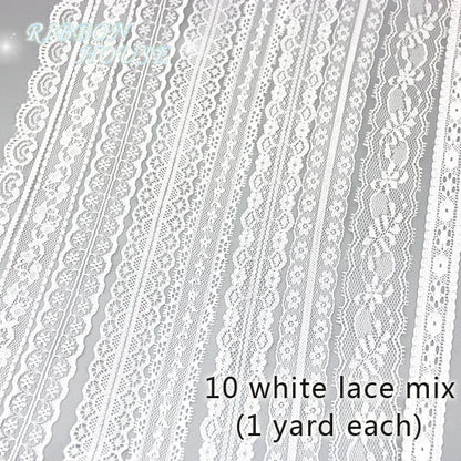 (5 yards/roll) white Lace ribbon fabric Webbing Decoration Lovely gift packing polyester Material