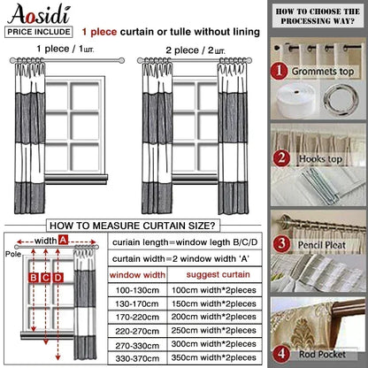 Beige linen look tulle curtains for living room Modern flax sheer curtains for bedroom Solid voile cortina for kids window drape