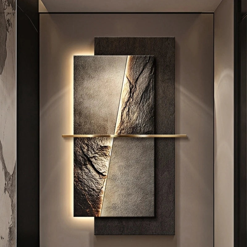 Modern Luxury Entrance Decoration Sandstone Painting lamp For Corridor Living Room Hotel Hallway Indoor Home Mural Light