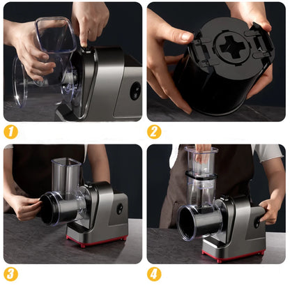 LMETJMA 250W 5 in 1 Elektrische Groentesnijder Shredder Automatische Salade Shooter Machine Kaasrasp Wortel Koolsnijder JT253