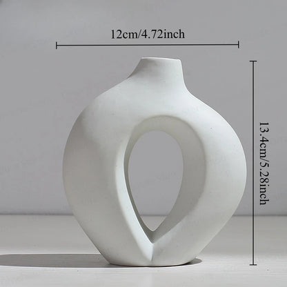 Nordic Creative White Vase Living Room Simple Ceramic Vase Decoration High End Art Glass Vase