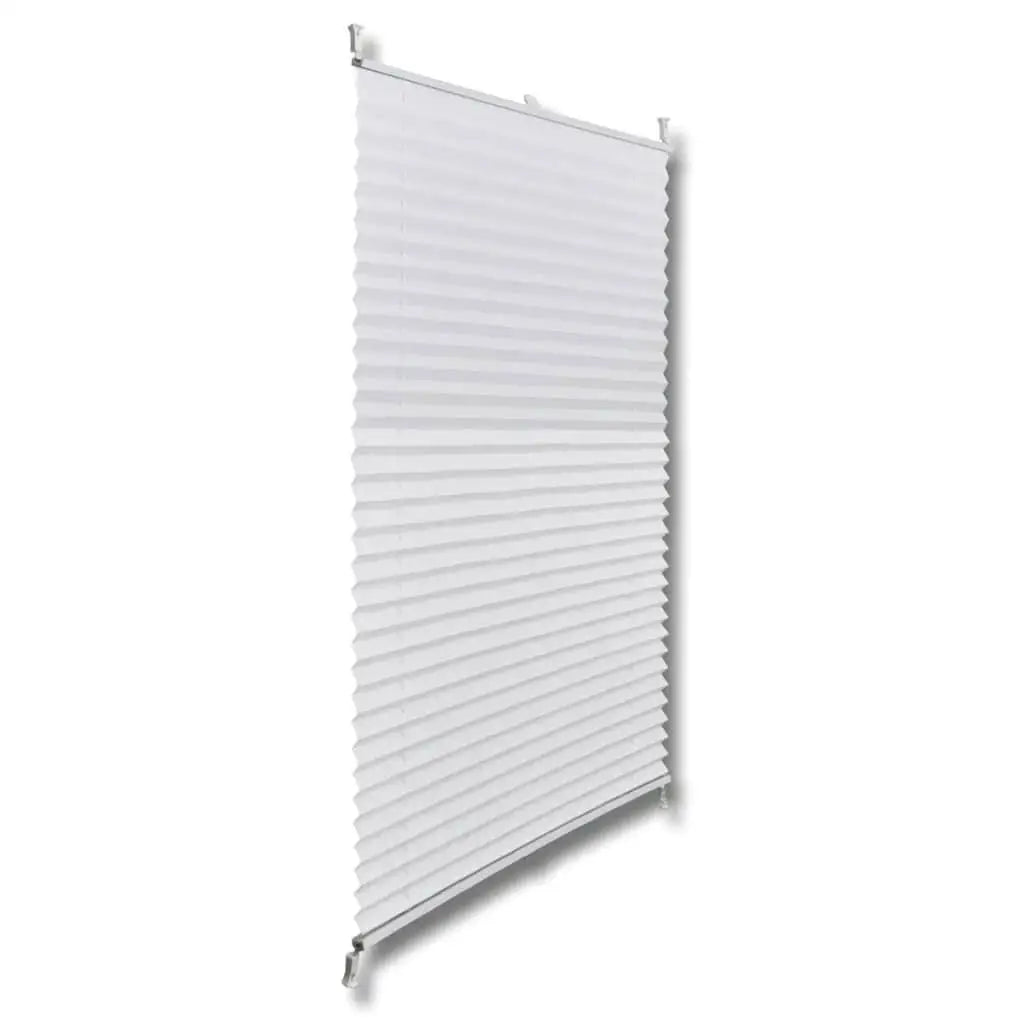 Sure! Here’s an optimized title for the product:White Blackout Pleated Shade 110x125 cm Privacy Light Blocking Curtain Blinds