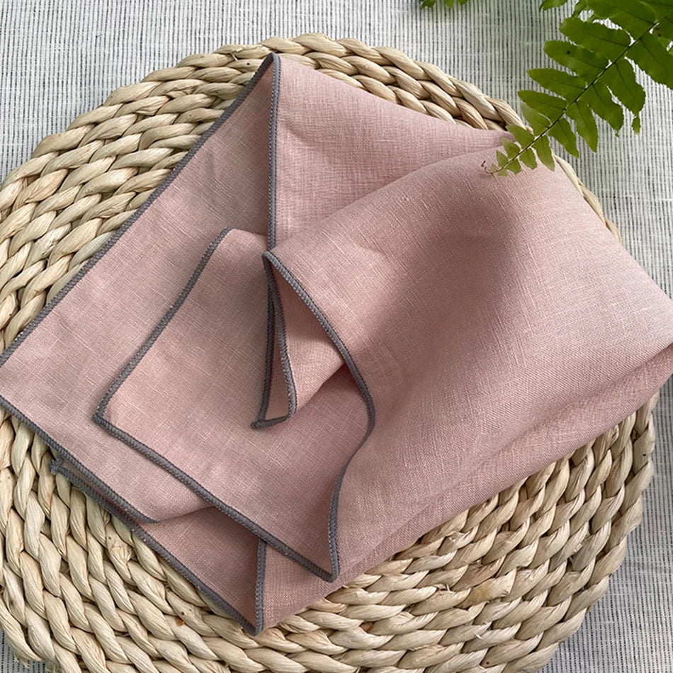 4PCS Pure Linen 100% Napkins Cloths Reusable 40x40cm Soft Comfortable Fabric Kitchen Accessories for Wedding Birthday Parties