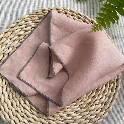 4PCS Pure Linen 100% Napkins Cloths Reusable 40x40cm Soft Comfortable Fabric Kitchen Accessories for Wedding Birthday Parties