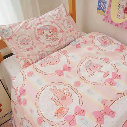 Kawaii Vivet Cover Sanrio Anime Cartoon My Melody Cinnamoroll Kuromi Coplector Cubierta Juego de ropa de cama para niños Decoración de la cama para mujeres