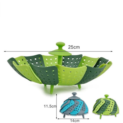 Kachware Plastik Steaming Iesse Kuerf Mesh Silicone Tracet Dampfer klappt Food Geméis Damp Kachkolléierbar Dampf