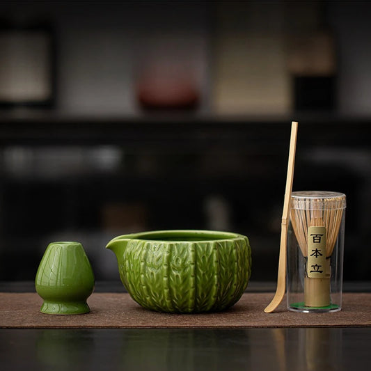 Japanese Cactus Matcha Set with Ceramic Bowl Bamboo Matcha Whisk Teaspoon Tea Sets Tea Lovers Gifts Tea-making Tools Accessories