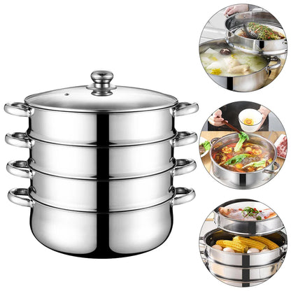 Pot Dampfer Edelstahl Dampf Kochen Suppe Kochgeschirr Dampfer Lebensmittel Stock Gemüse Set Schicht Dampfer Pots Stockpot Tier Deckel