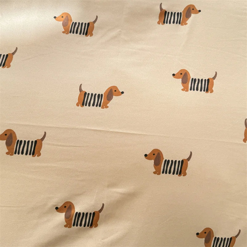 Cute Dog Printed Duvet Covet Set Brown Color Comforter Cover with Pillowcase for Kids Single/Queen/King housse de couette Full