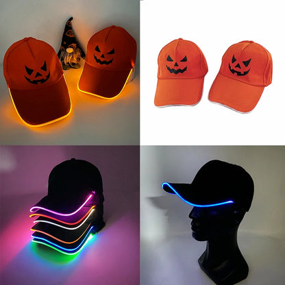 LED Light Up Baseball Gat Baseball Flashing Glow Rave Party Trick o Treat Halloween Trick o Treat Funny Pumpkin Gat para Hombre Mujeres disfraz de cosplay