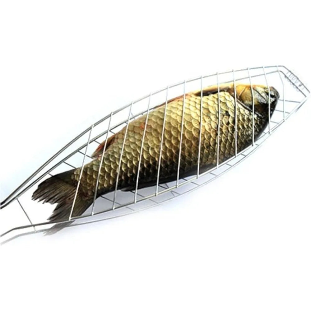 Outdoor Roasting Fish Grilling Basket Vegetable with Folding Handle Stainless Steel Nonstick Barbecue Tool Portable Burger Mesh