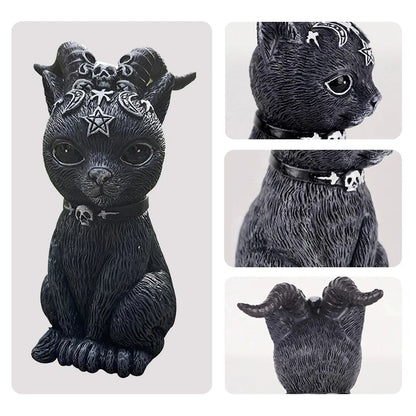 Halloween Decurine Gard Witch Cat Sculpture Sculpture Gothic Statue estátua negra Magic Cat Owr Owl Miniature Miniatura