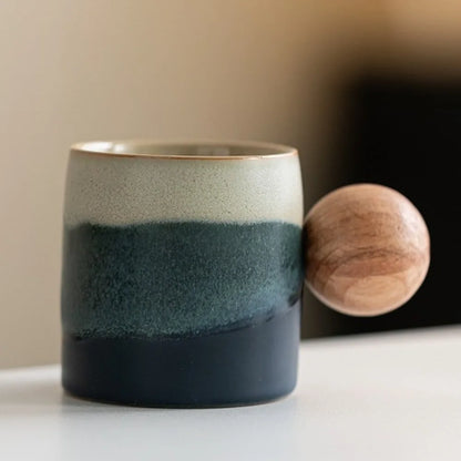 Creative Ceramic Coffee Mug Wood Handle Microwave Dishwasher Safe Coffee Cup Handmade 70ML Porcelain Mug Milk Cocoa Hot Tea