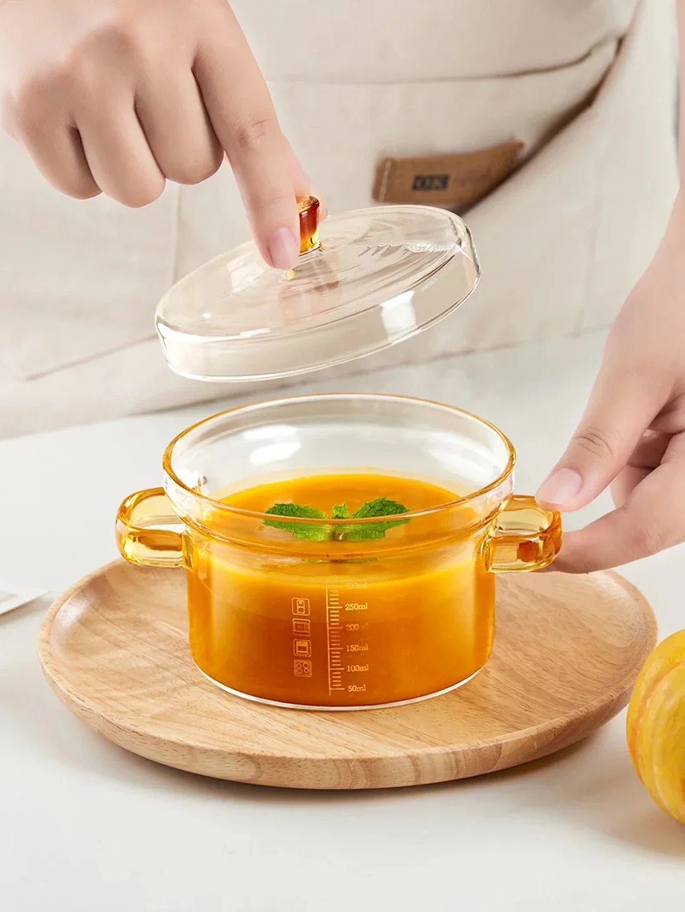 Hőálló főző edény fedele méretarányos indukciós főzőfogantyú Fogantyú Cookware Aranyos Borosilicate kis Stockpot Kitchen Dining