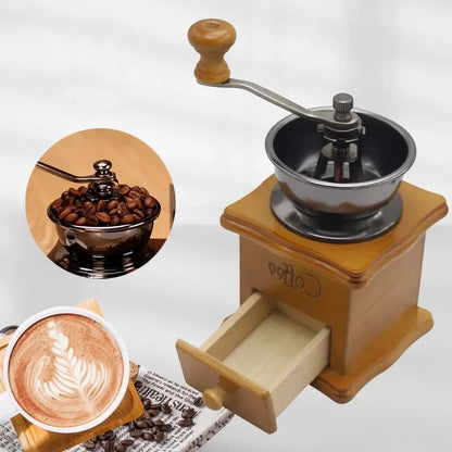 Wooden Manual Coffee Bean Grinder Utensils Mini Retro Style Hand Crank Coffee Bean Grinder Profession Barista Coffee Accessories