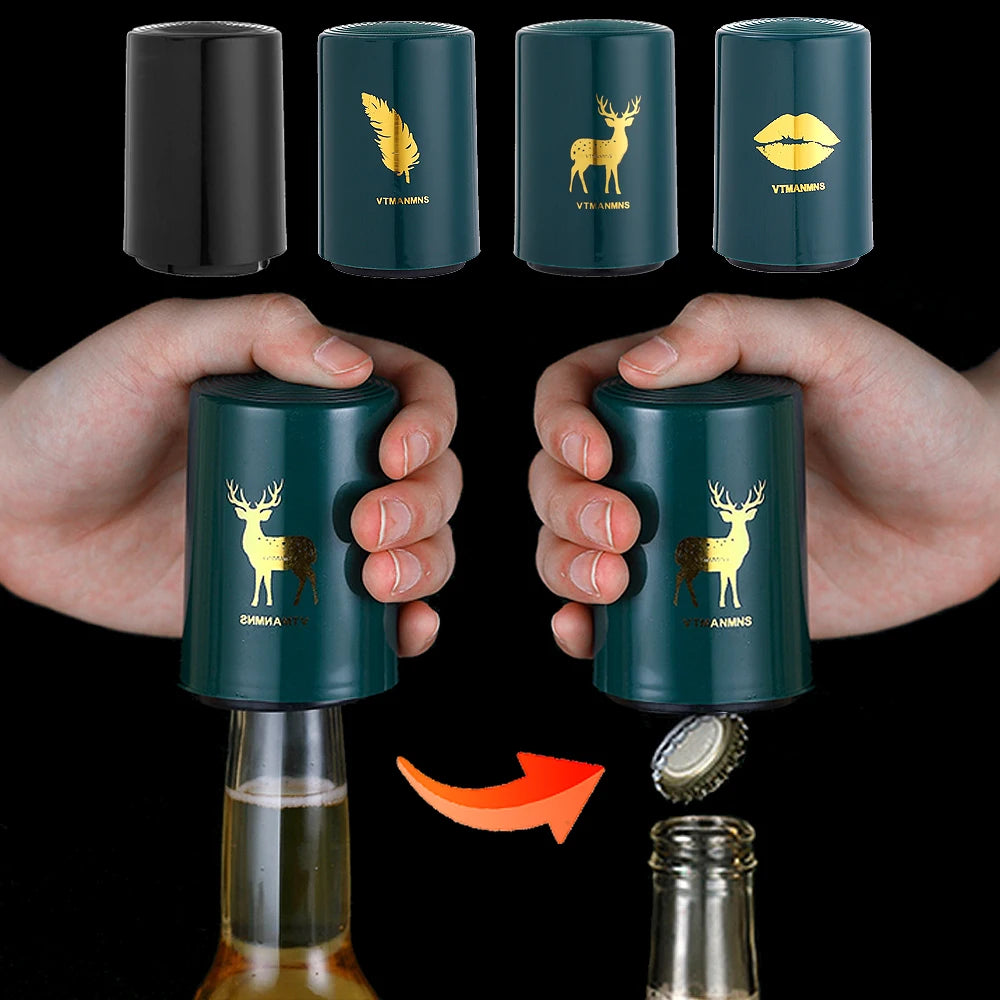 Nymph Creative Magnetic Automatic Beer Bottle Opener Kitchen Rustfrit stål Press Låg Beer Corkscrew Tools Portable Bar Gadgets