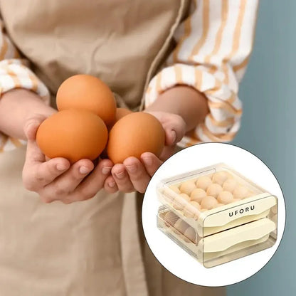 1PC Double-layer Capacity Pull-out Drawer Egg Storage , Household Food Grade Kitchen Modern Transparency Preservation Box