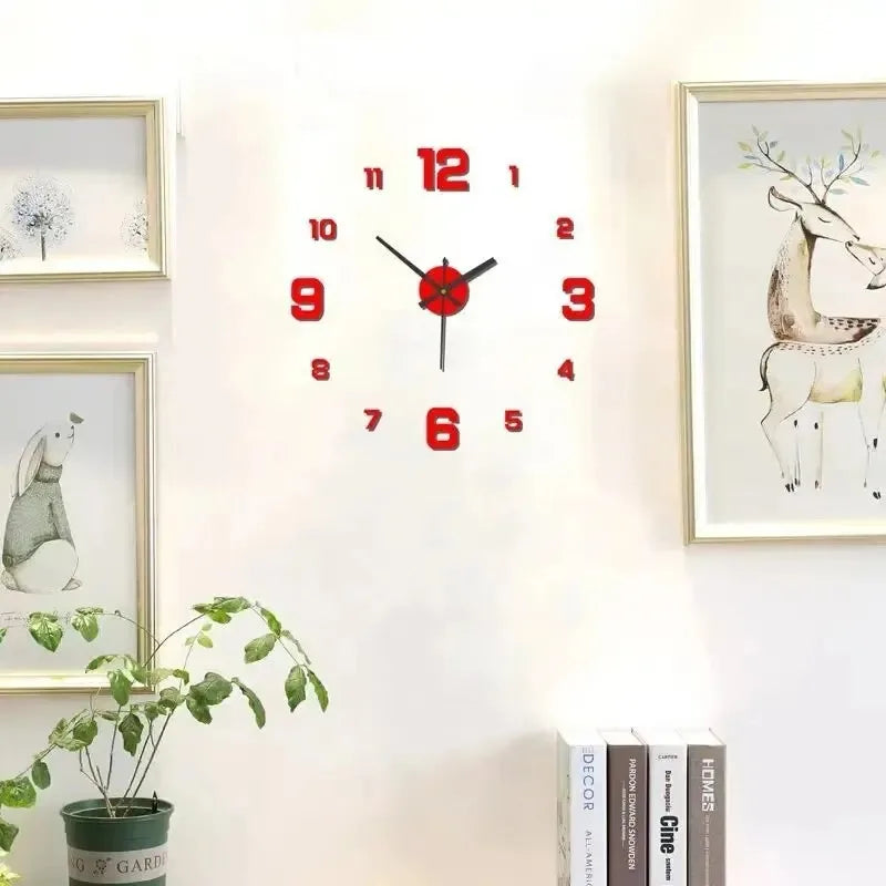 Digital Clock Wall Clock Living Room Large Garden Acrylic Mirror Sticker Decoration Decoration for Bedroom Decororation Clocks