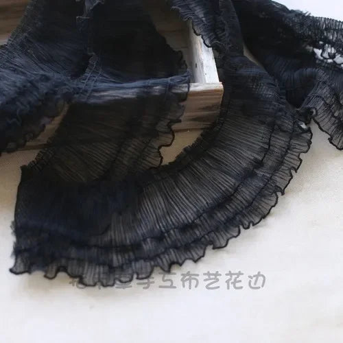 10CM Wide Modern Embroidery Flower Tulle Lace Fabric Trim Ribbon DIY Sewing Ruffle Applique Collar Fringe Wedding Decor