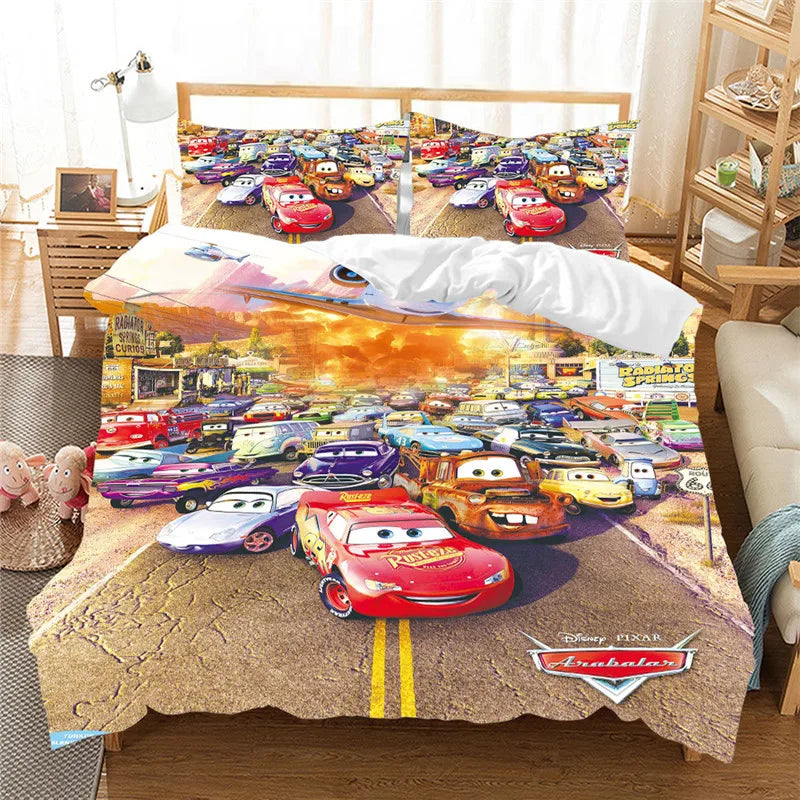 Disney Red Lightning McQueen Pedding Sets for Kids Decor Decor King Duvet Zestaw Single Boy Children Prezent