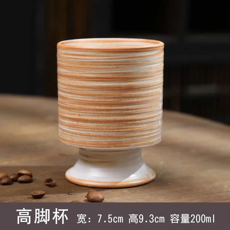 Vintage Espresso Cup with Niche Design Japanese Retro Rough Pottery Handmade Wabi Sabi Cup Ceramic Afternoon Tea Cup