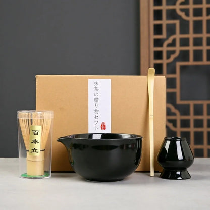Bamboo Ceramic Japanese Matcha Tea Set Reusable Chasen Stirring Tea Sticks Matcha Spoon Matcha Whisk Set
