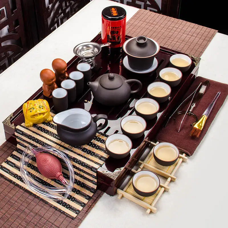 Fathers Day Gift Idea Kung Fu Tea Set Drinkware Chinese Tea Ceremony with Tea Table Over Eight-piece Set High-end Gift