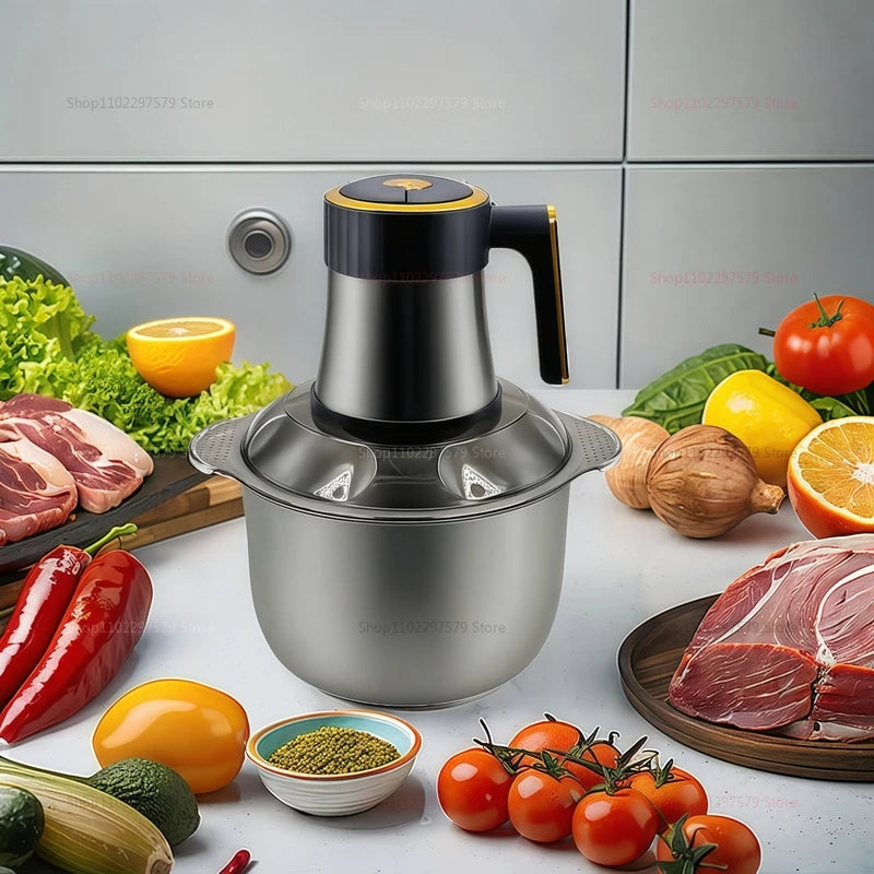 Multifunktions-Edelstahlmixer für Fleisch, Obst, Gemüse, Küchenmaschinen, elektrischer Fleischwolf mit fünf Geschwindigkeiten für die Küche