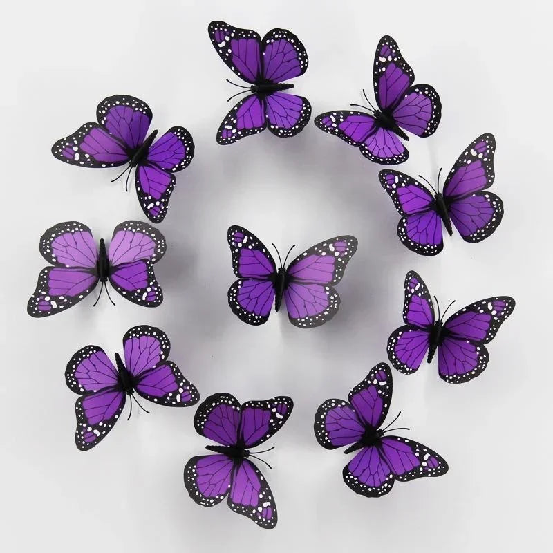 New 10Pcs 4.72 In Monarch Butterfly Decoration Stickers Fake Butterflies for Crafts Artificial Wall 3D Home Decor