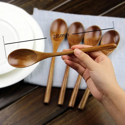 5 kappaletta puulusikkakeitto ja haarukka Eco Friendly Products Pöydän tarvikkeet Natural Ellipse Ladle Set s ruoanlaittoon