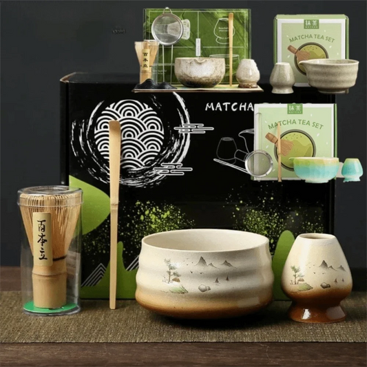 Bamboo Ceramic Japanese Matcha Tea Set Reusable Chasen Stirring Tea Sticks Matcha Spoon Matcha Whisk Set