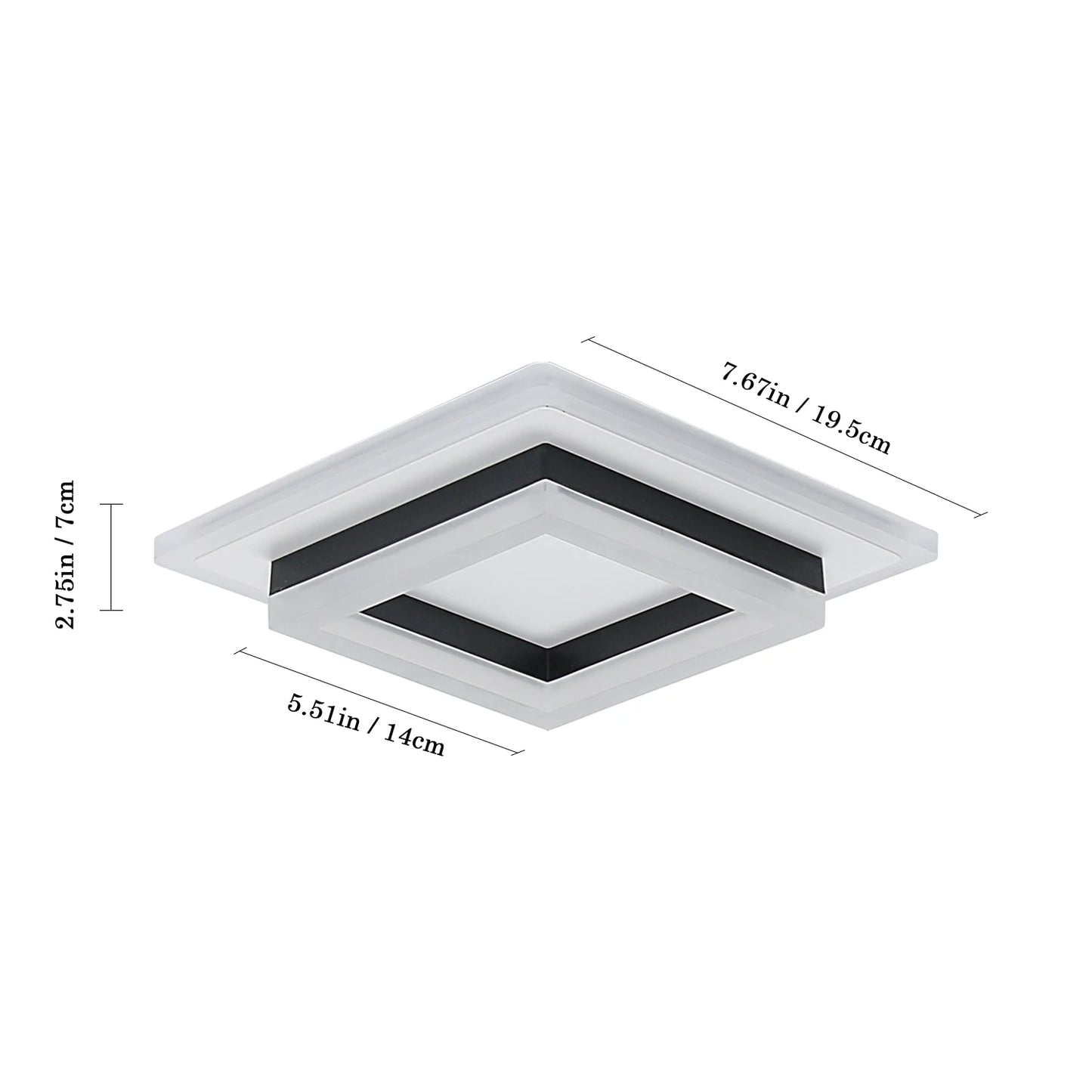Modern LED Ceiling Light, Square Ceiling Lamps 24W, Acrylic Ceiling Light for Bathroom, Hallway, Bedroom, Cool White Light 6500K
