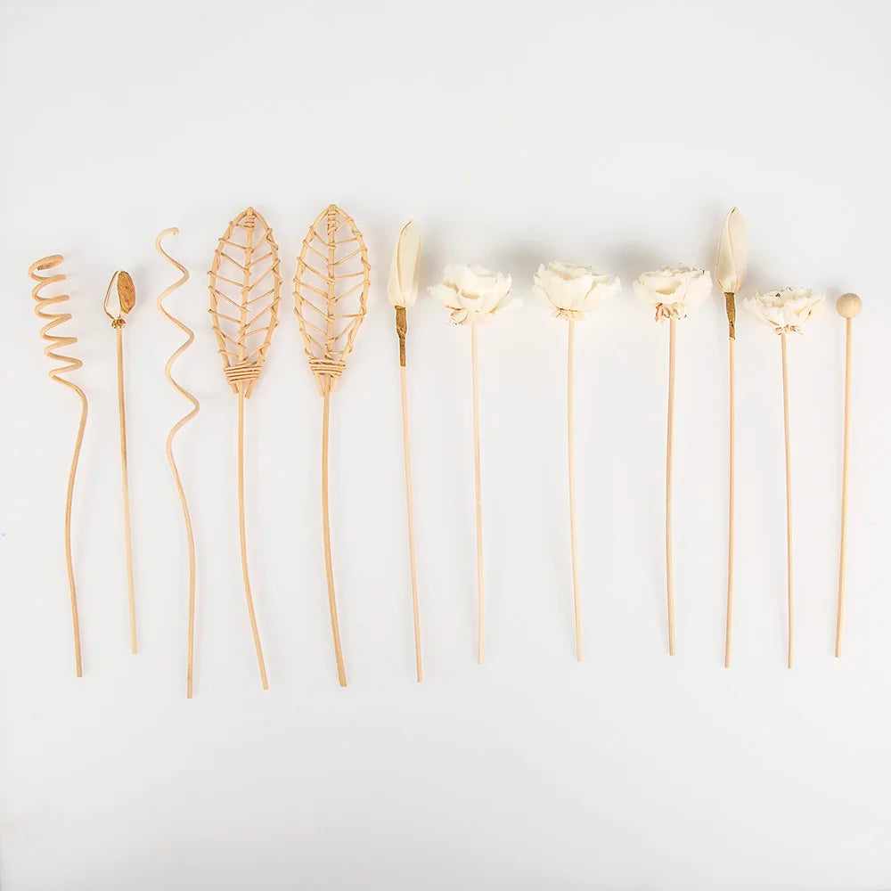 12PCS Lotus Flower Rattan Sticks Fireless Fragrances Reed Diffuser Stick Reed Diffuser Replacement DIY Handmade Home Decor