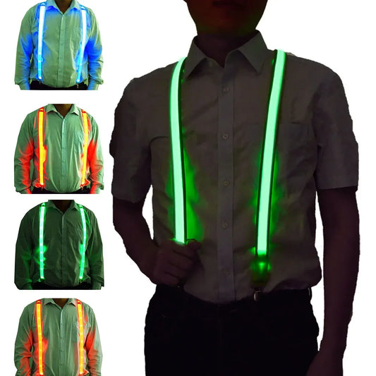 NEW Party Supplies Suspenders with Bow Tie LED Lights Woman Hangers for Men Wedding Party Accessories Glow-in-the-dark SD01