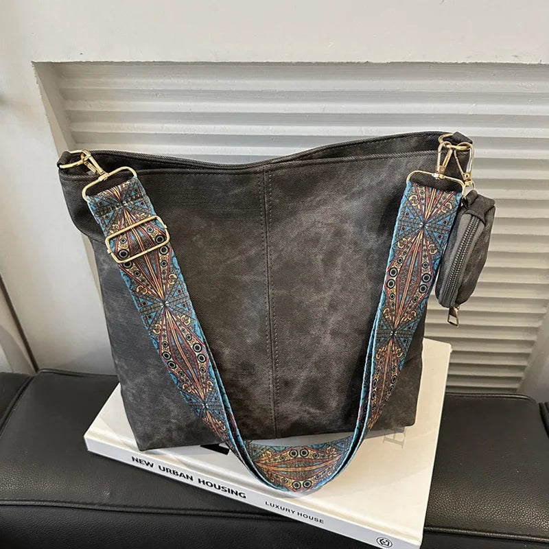 Vintage pendler kvinners skulderveske stor kapasitet casual crossbody vesker pu skinnhåndvesker og vesker designer tote