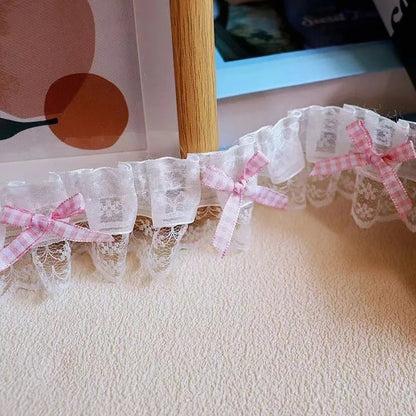 1 Yard Pink Bow Embroidery Lace Fabric Trim DIY Clothing Decoration Accessory 5CM Wide