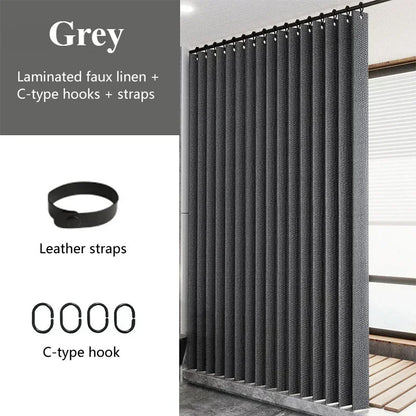 Waterproof Laminated Imitation Linen  Large Ring Strong Thick Cloth Opaque Shower Curtain for Shower Curtains in Bathrooms