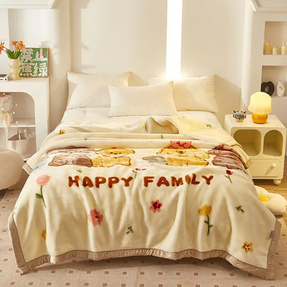 Double Layer Raschel Blankets Soft Warm Faux Fur Mink Throw Thicken Fluffy Microfiber Plush Weighted Blankets For Beds