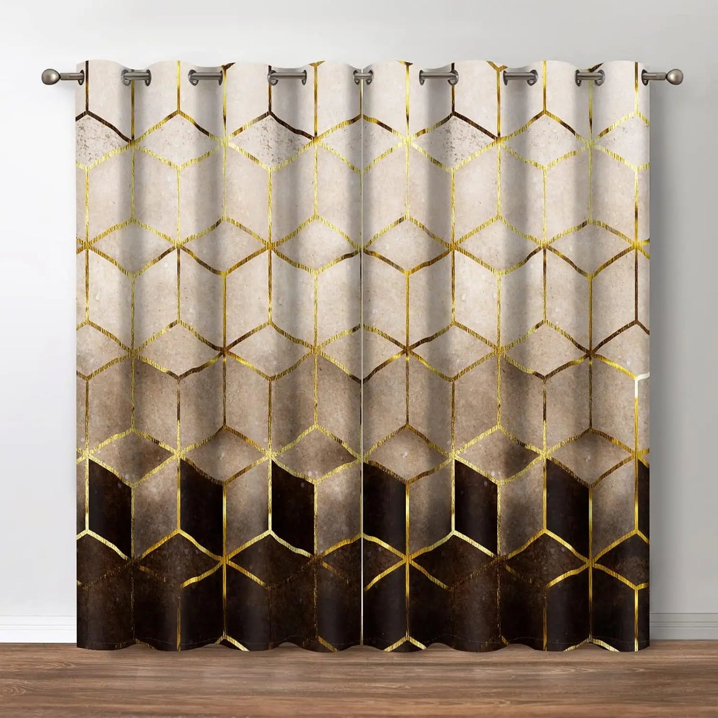 Jekeno Marble Curtains Retro Abstract Brown Brick Stone Wall Decor Home Bedroom Living Room Darkening Grommet Window Drapes 2 Pa