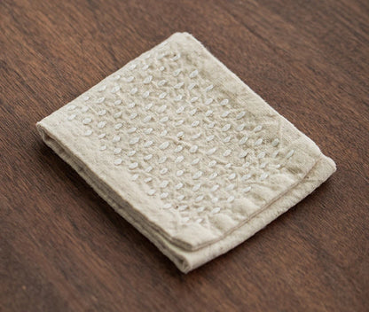 Handmade Cotton Linen Dishcloth Japanese Style Table Napkins Tea Ceremony Plant Staining Serving Tea Towel Accessories