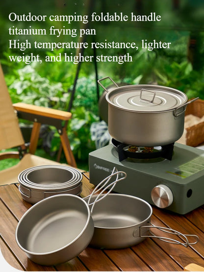 700ML/1200ML Titanium Frypan Outdoor Camping Hiking Picnic Cooking Frying Pan Backpacking Frying Pan Outdoor Cooking Pan Frypan
