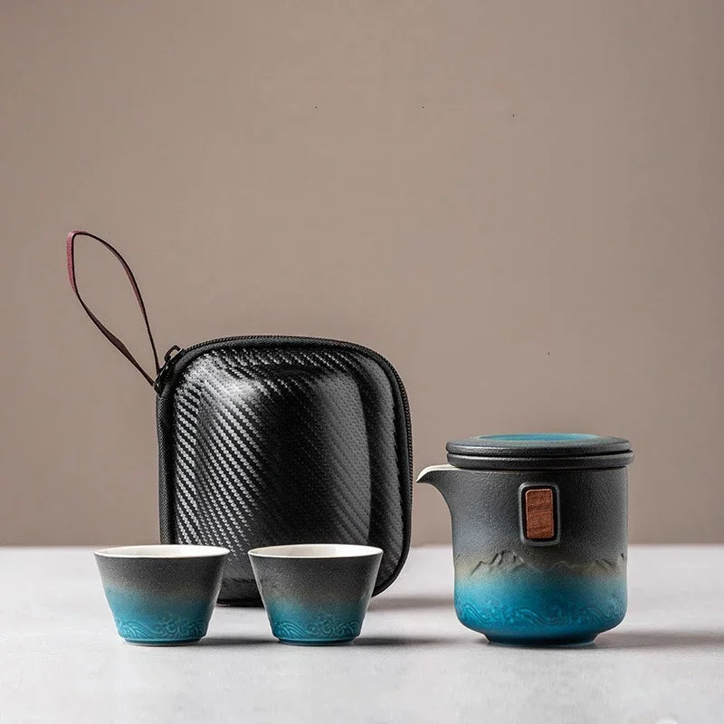 Ceramic Portable Kung Fu Tea-Making Sets Simple Modern Outdoor Travel Tea Sets Teapot Original and Funny Gifts Household Teaware