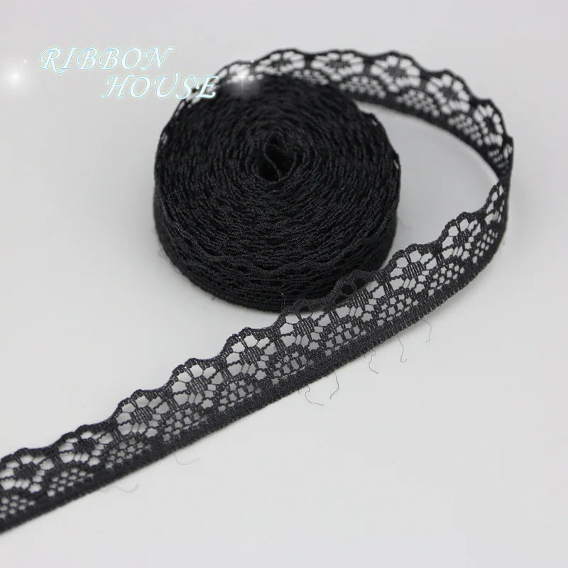 (10 yards/roll) Black lace fabric  ribbon Webbing Decoration Lovely gift packing Material
