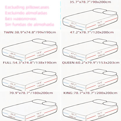 Kuup-Polyester 360° waterproof Cartoon Fitted Sheet Only(no pillowcase) Elastic Band Around Mattress Cover King Size Bed Cover